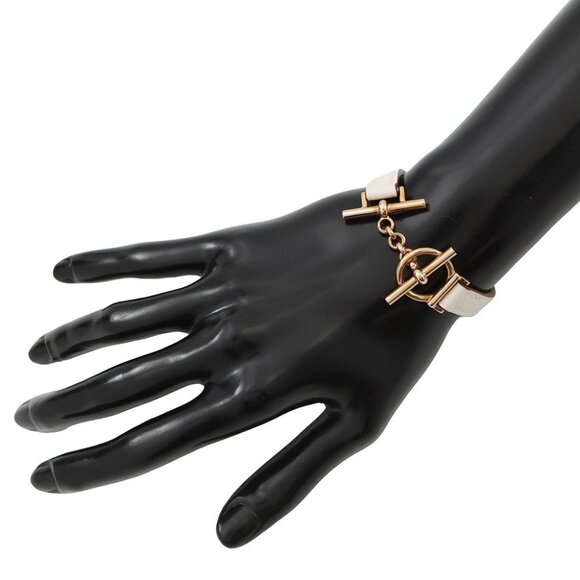 HERMES Leather Bracelet Croisier Size T2 Swift Leather Nata - Picture 1 of 9